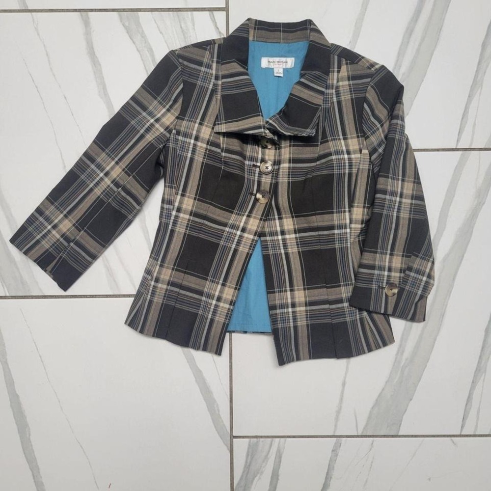 y2k classic brown black academia cropped Blazer Size 2